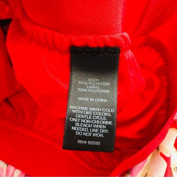 Express Red Floral Pleated Elastic Waist Mini Skirt, Size Medium - Picture 7 of 9